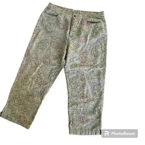 Lauren Ralph Lauren Pants - Lauren Ralph Lauren Linen Blend Ankle Paisley Straight Leg Pants Size 14